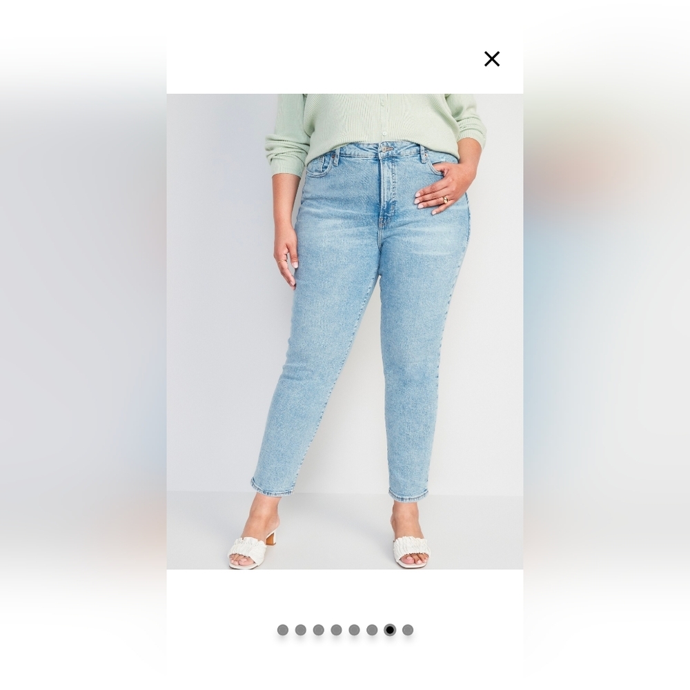 Old Navy NEW O.G. Straight High-Waisted Light Wash Jeans Size 18 Distressed - Picture 2 of 6